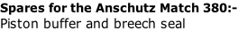 Spares for the Anschutz Match 380:- Piston buffer and breech seal