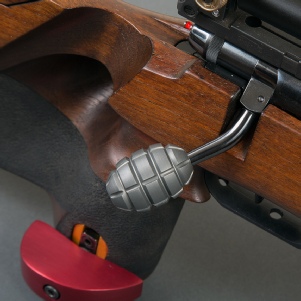 A Custom Gun Parts hand grenade bolt knob fitted to an Anschutz 1815 Match rifle
