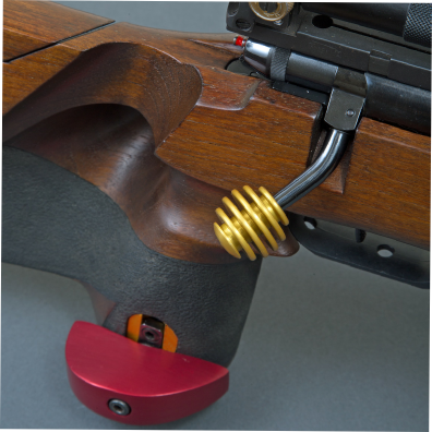 A Custom Gun Parts skeleton bolt knob fitted to an Anschutz 1813 Match rifle